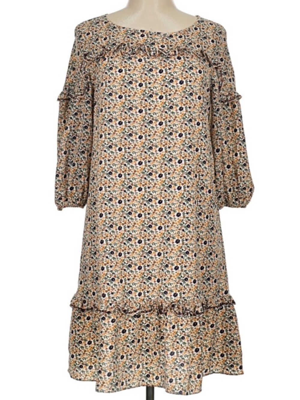 Max Studio floral print mini/midi dress with 3/4 balloon sleeves size Small